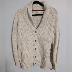 Men's Speckled Cream Cardigan with Shawl Collar